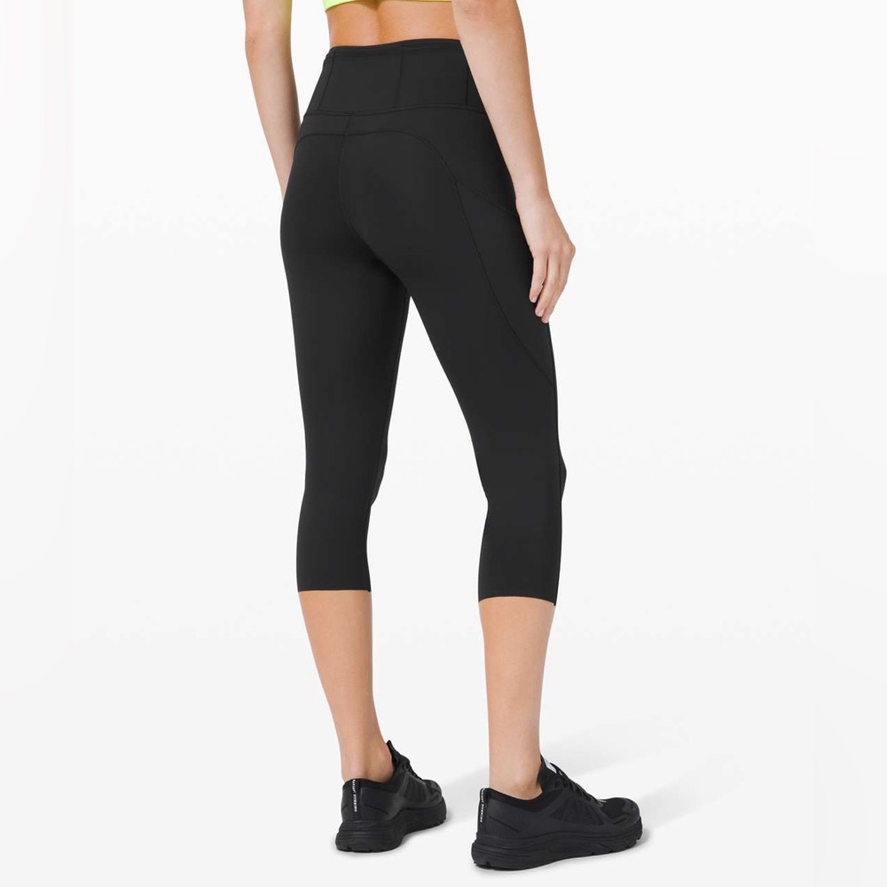 Lululemon Women's Sz 4 Fast & Free Crop Black High-Waisted Workout Yoga Leggings